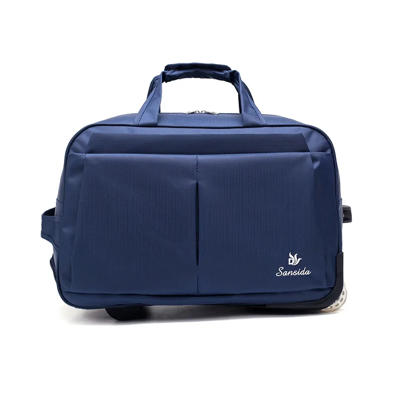 dark blue Большая багажная тележка большая Вместительная дорожная сумка с колесами для женщин и мужчин Дорожный чемодан спортивная для путешествия сумки Багажный подшипник - Цвет: dark blue