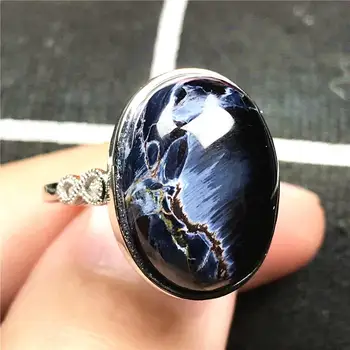 

Top Natural Blue Pietersite Ring Jewelry For Woman Lady Man Crystal 19x14mm Beads Namibia Stone 925 Silver Adjustable Ring AAAAA