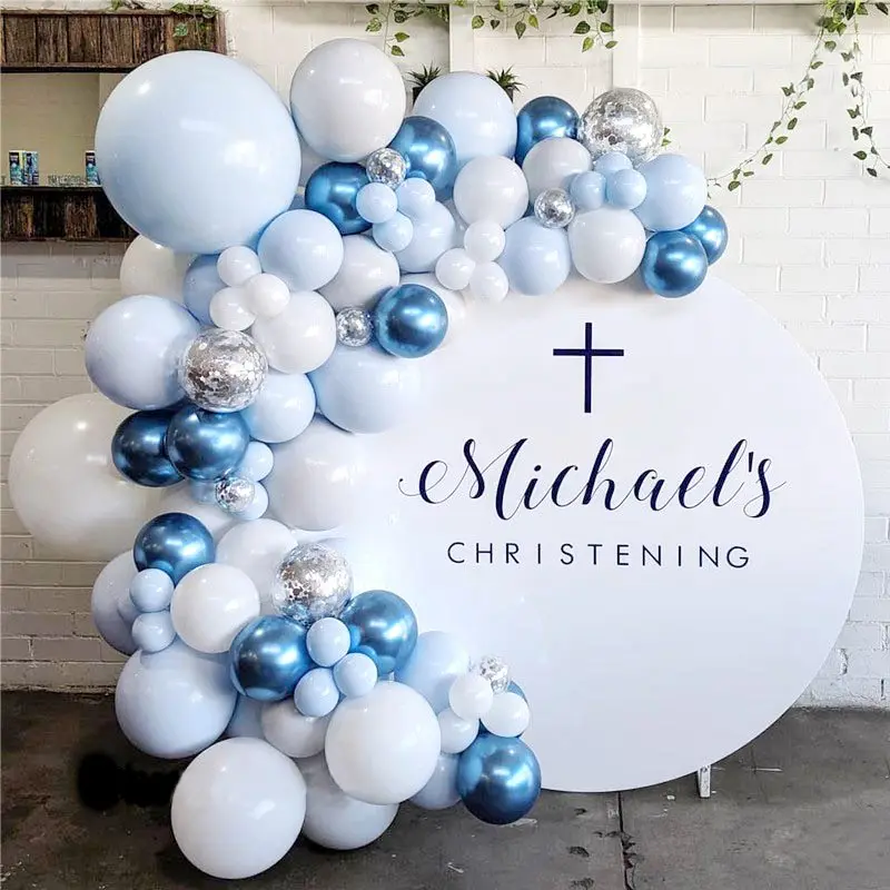 Birthday Decorations Balloons Blue and White for Boys Happy Birthday Metallic Balloons Blue for Baby Shower Boy Party Decorations