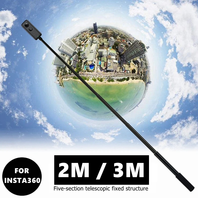 1.5M Invisible Selfie Stick, 7 Section Carbon Fiber Extended Super Long Pole Professional Action Camera Selfie Stick Tripod For Insta 360X3 ONE RS GO...