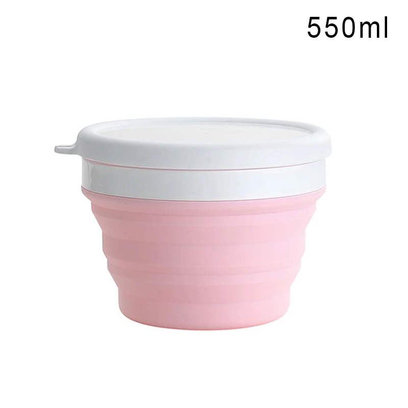 pink 550ml Горячие портативные силиконовые складные чаши телескопические складной Открытый путешествия Кемпинг Инструмент HV99 - Цвет: pink 550ml