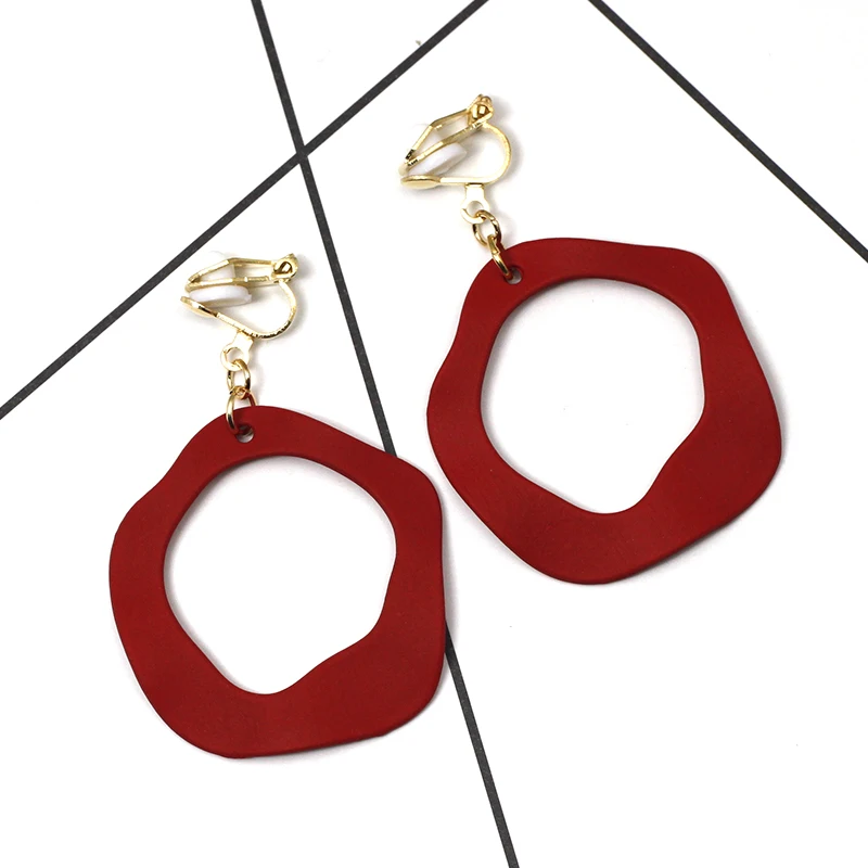 Минималистичные геометрические серьги без пирсинга клипсы отверстий для ушей