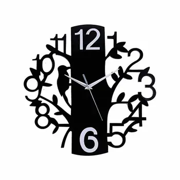 

Bird and Tree Design Wall Clock Nature Style Creativity Quartz Wall Clock Living Room Wall Art Deco Hollow Wall Watch 2020 G032
