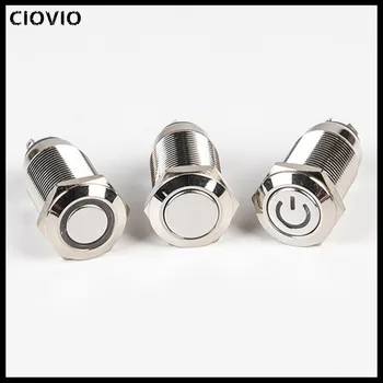 

5pcs 5V 12V 24V 220V Momentary Latching push button switch locked 12mm flat head fixed Push Button waterproof LED metal switch