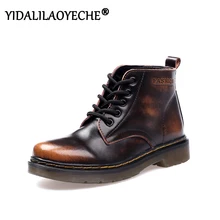 YIDALILAOYECHE/женские осенние ботинки мотоциклетные ботинки для верховой езды ботинки-гладиаторы из искусственной кожи с круглым носком в стиле ретро на плоской подошве