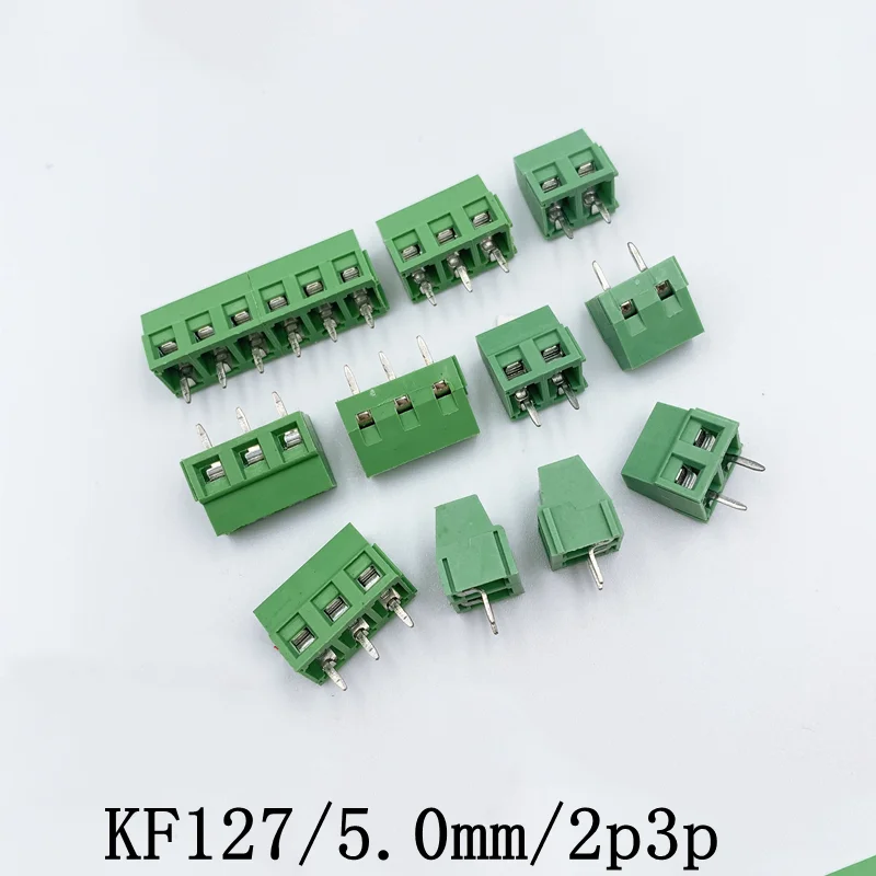 

10pcs Screw PCB wiring terminal KF127-5.0mm 2P3P can be splicing green terminals for environmental protection