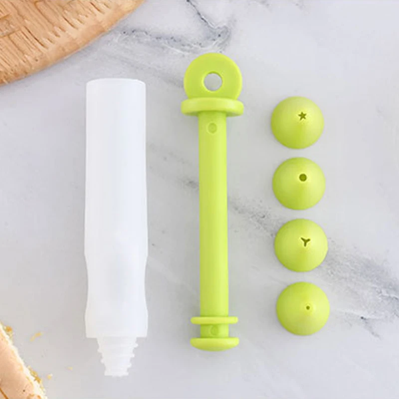 Pastry Icing Pen Chocolate Decorating Syringe With 4 Nozzles Silicone Plate Paint Pen Cake Cookie Ice Cream Decorating Pens Tool