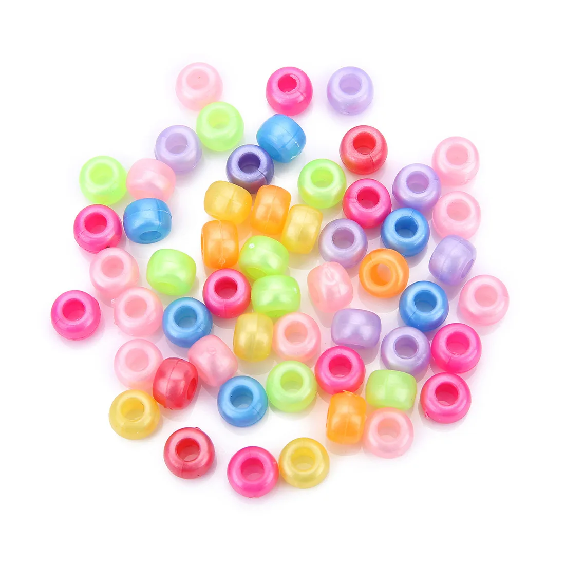 100pcs Acrylic 8mm Large Hole Beads Round Color Bulk Diy Various Beaded