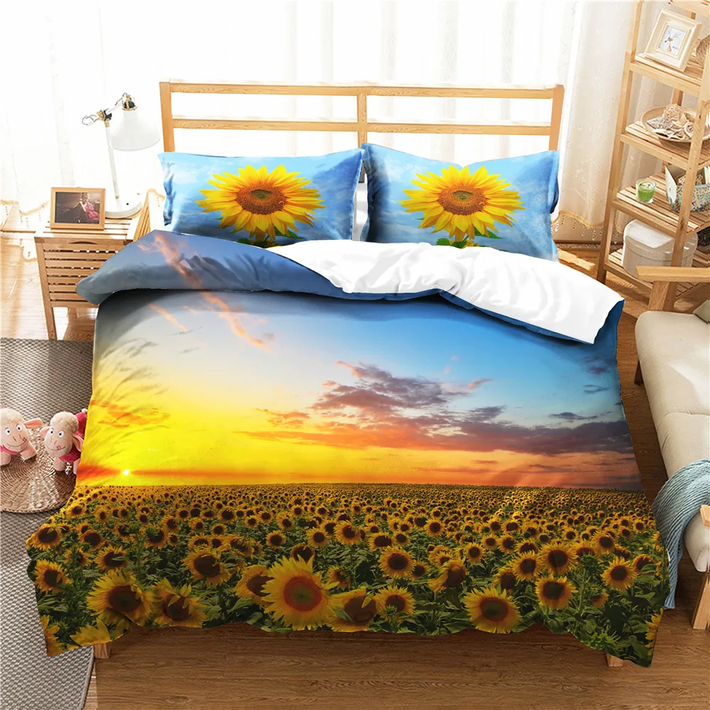 Пододеяльник для кровати с 3D рисунком подсолнуха домашний текстиль наволочками