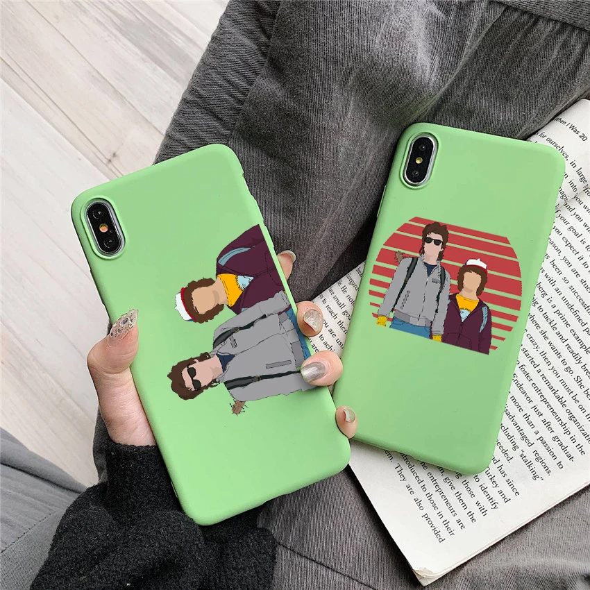 

Dustin and Steve Candy Color TPU Case phone Scoops Ahoy For iphoneX 7 XS XR XSMA 11 11Pro stranger things season 3 case Cover