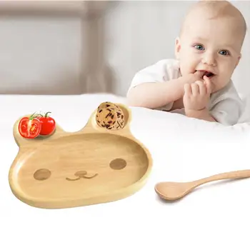 

Children's Plate With Small Separate Sections Cartoon Innovative Rabbit-shaped Tray Natural Bamboo Infant Feeding Dessert Plate