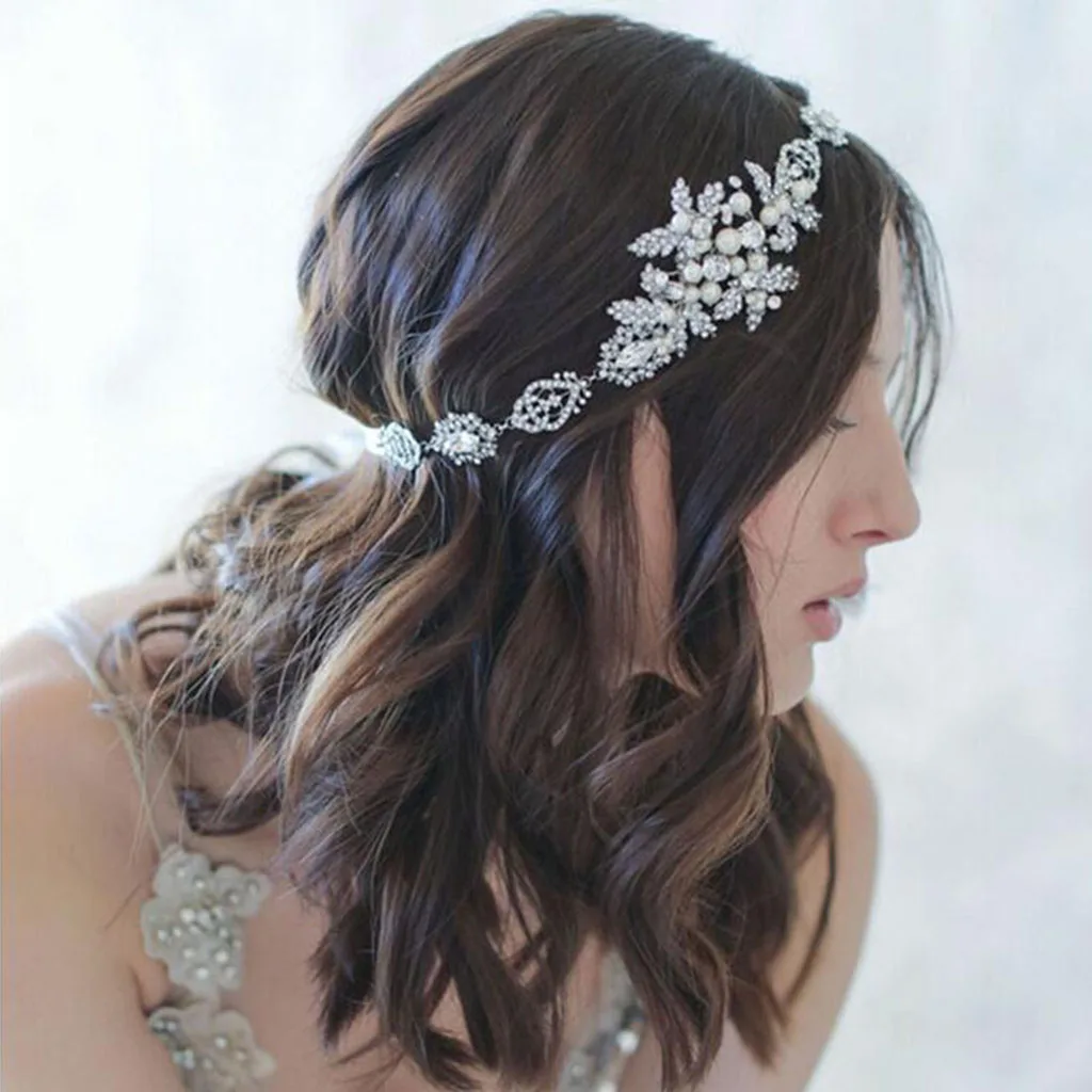 Headband Rhinestone Hair Accessories Headdress For Women And Girls, Silver