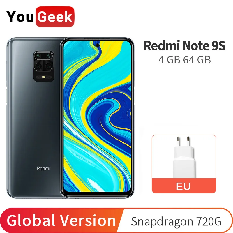 Глобальная версия Xiaomi Redmi Note 9S 4 Гб RAM 64 ГБ ROM мобильный телефон Snapdragon 720G 5020 мАч 48MP Quad