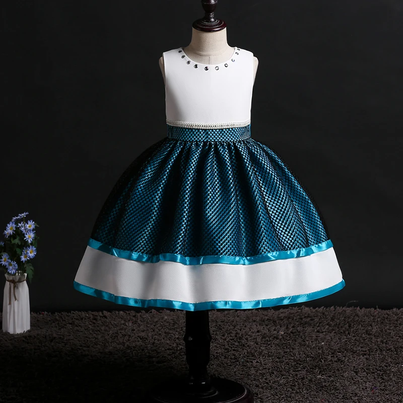 Skyyue Girl Princess Dress Appliquie Flower Tulle Flower Girl Dresses for Wedding O-neck Crystal Communion Gowns 5002