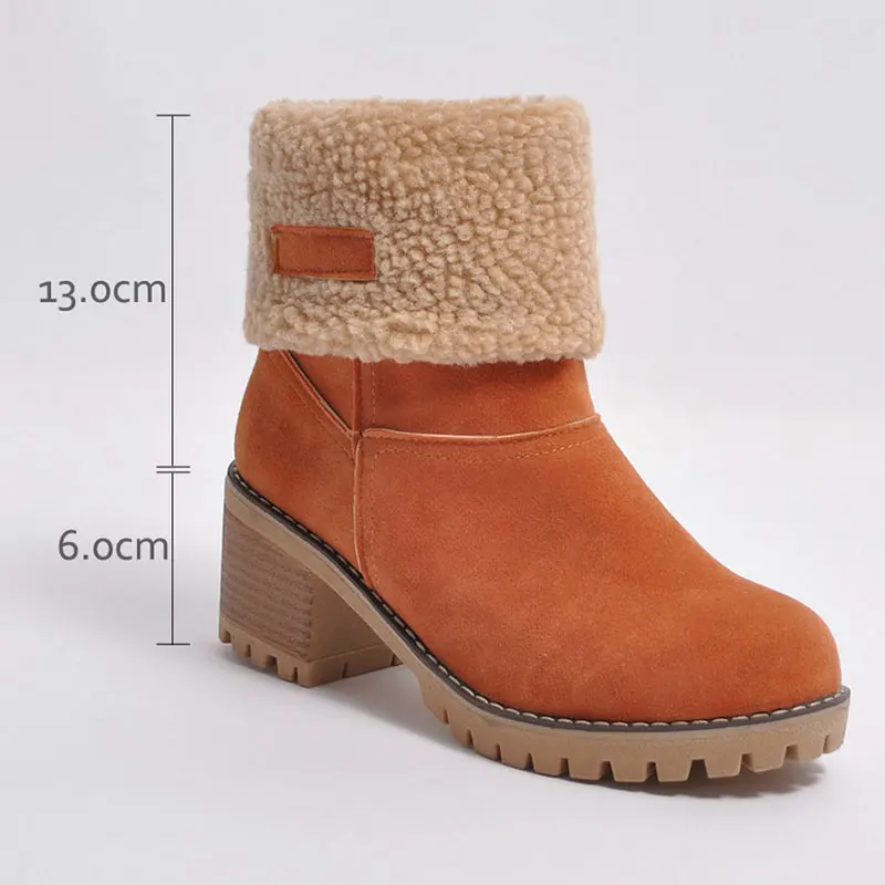 Cena Śniegowce damskie zimowe buty botki zamszowe damskie Botas Mujer Invierno 2020 ciepłe futro Slip On Square obcasy platformowe buty