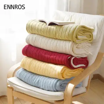 

Nordic simple sofa blanket with fleece knitted leisure blanket lamb fleece air conditioning blanket nap blanket car blanket