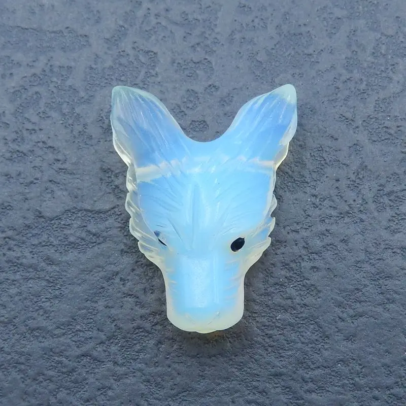 

Opalite Handmade Animal Wolf Head Side Drilled Pendant Bead 36x26x11mm 11g