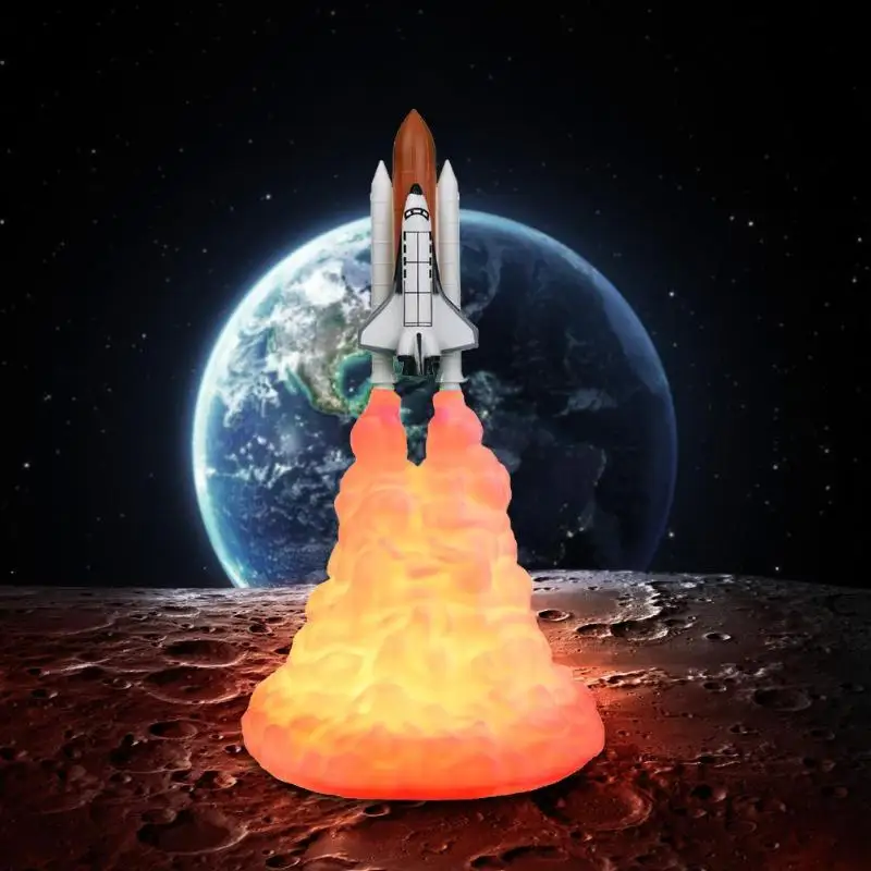 Новейшая 3D печать космический челнок лампа перезаряжаемая прикроватная ночник для спальни домашний декор для любителей космоса луна лампа дропшиппинг