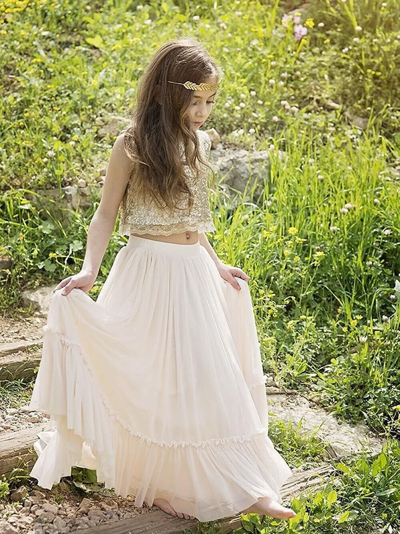 Платья с цветочным узором для девочек с золотыми блестками Vestidos Daminha, Детские вечерние платья трапециевидной формы, платья для первого причастия для девочек
