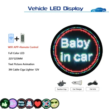 

Full color advertising car LED display WIFI APP programmable circle LED screen with remote control vehicle mobilel logo sign