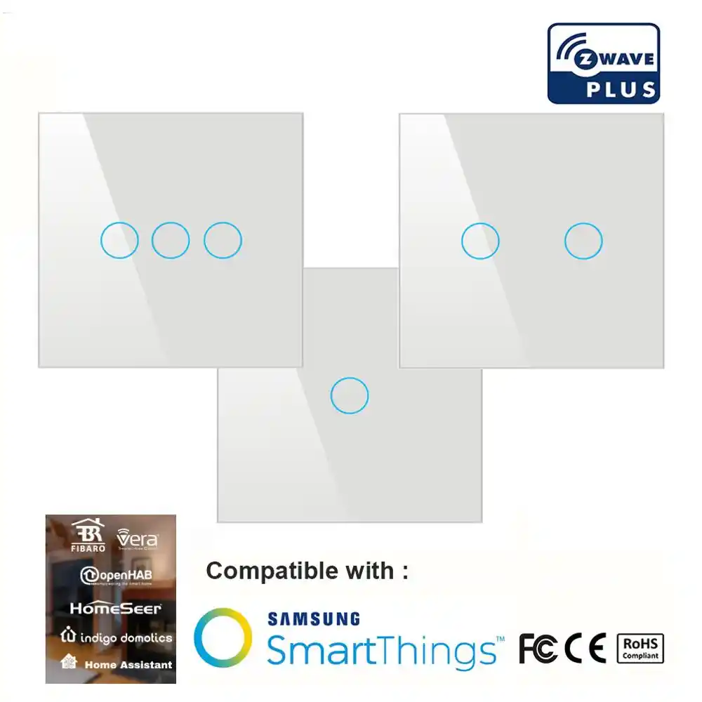 Z Wave Plus Interruptor Tactil 3 Vias Ue Domotica Control Remoto