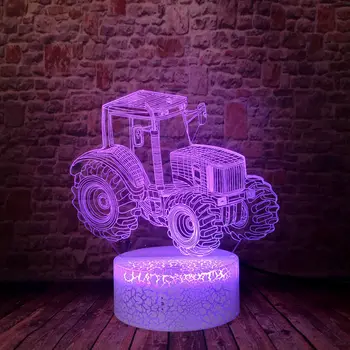 

Tractor Car Model juguetes 3D Illusion Desk Nightlight LED 7 Colors Changing Light Vehicle Light-up Toys