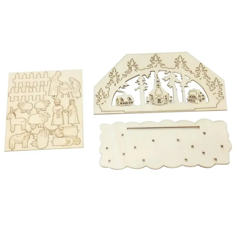 3D рождественские деревянные украшения для рабочего стола с изображением Иисуса DIY украшения для рождественской вечеринки детские игрушки U90A