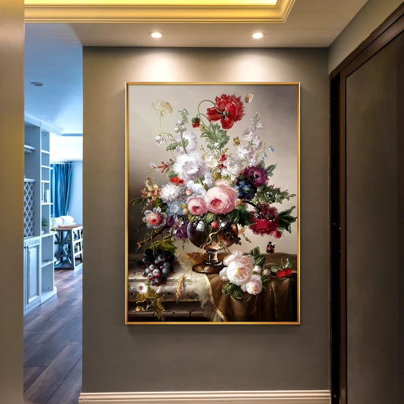 A hundred flowers contend for beauty Cross stitch kit 11ct Oil painting ...
