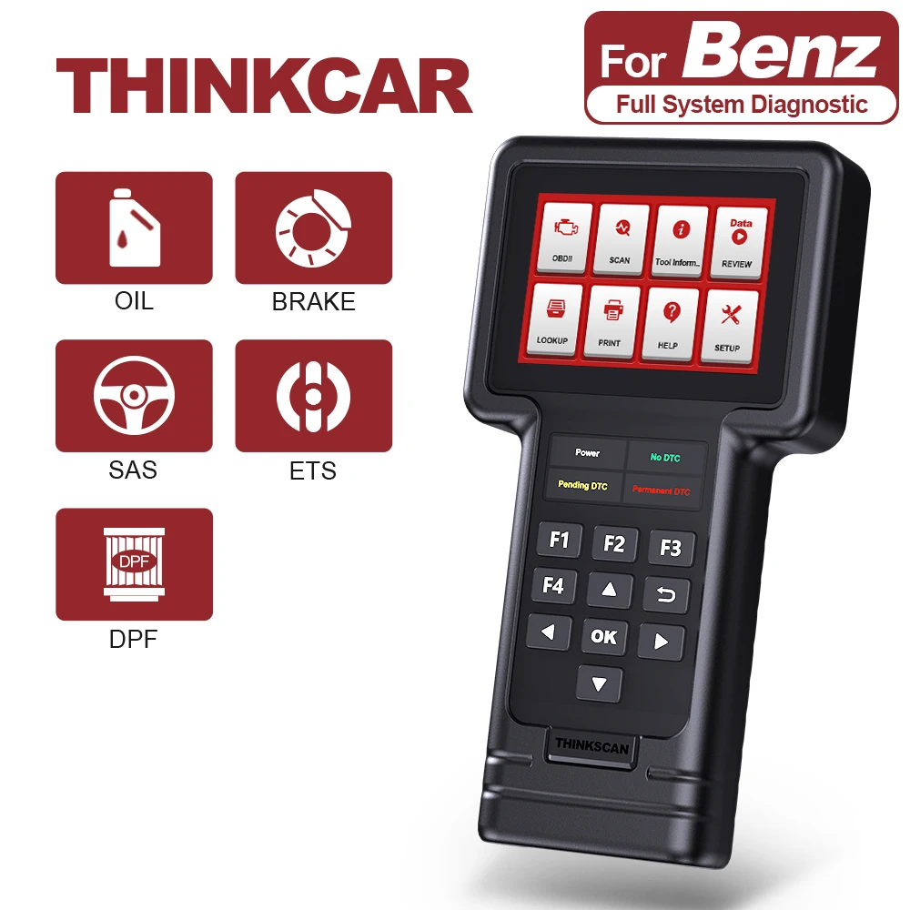 Полный системный считыватель кодов THINKCAR ThinkScan S01 OBD2 для Benz Oil/Brake/SAS/ETS/DPF Reset EOBD