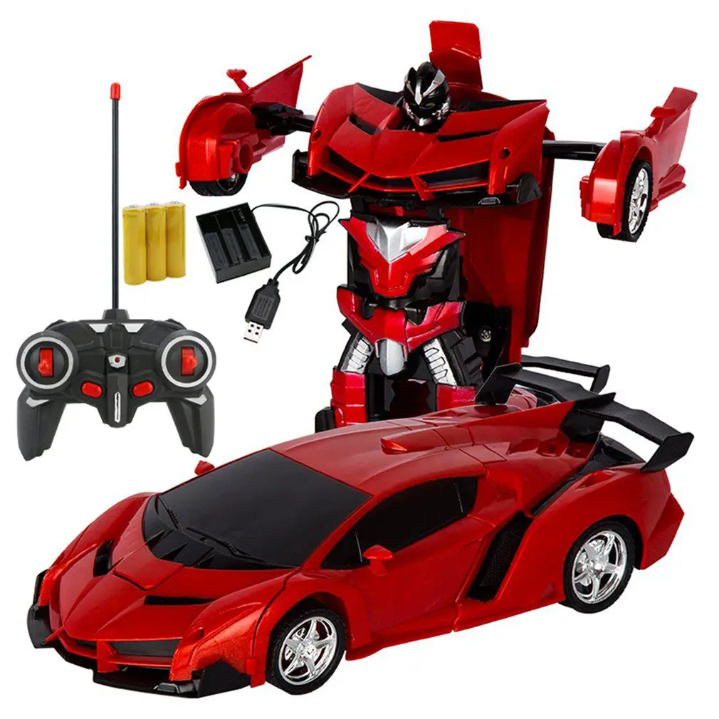Автомобильные роботы-Трансформеры модель спортивного автомобиля игрушечные роботы Беспроводная зарядка крутая деформация автомобиль с батареей rc модельная игрушка - Цвет: Red