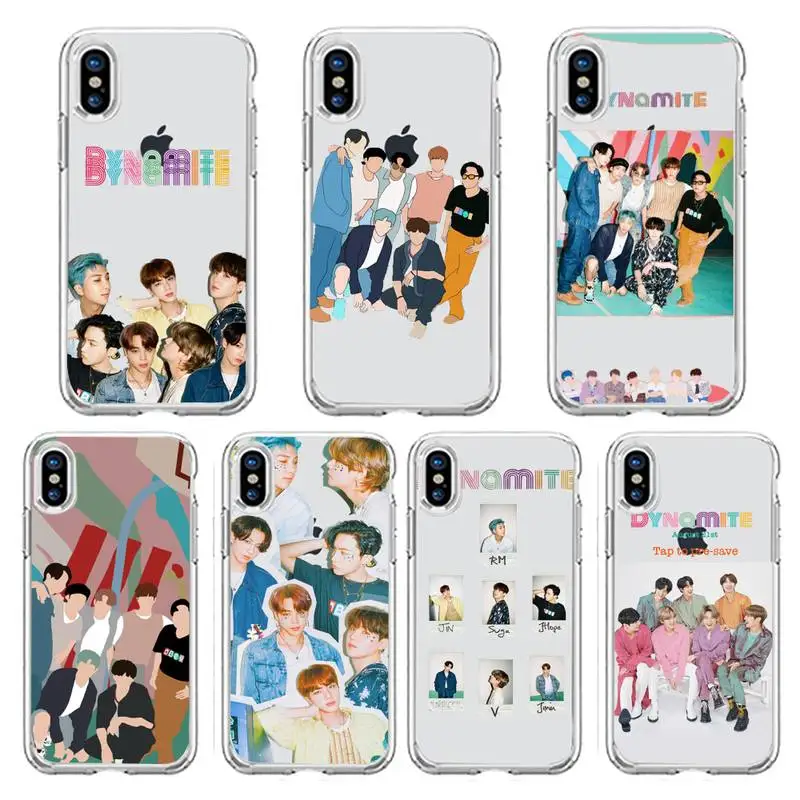 

kpop group new song 'Dynamite' Phone Case Transparent soft For iphone 5 5s 5c se 6 6s 7 8 11 12 plus mini x xs xr pro max