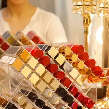 

28 Grids Acrylic Lipstick Stand Holder Clear Makeup Organizer Cosmetic Stand Box Make Box New Organizer Display Storage Up K8O6