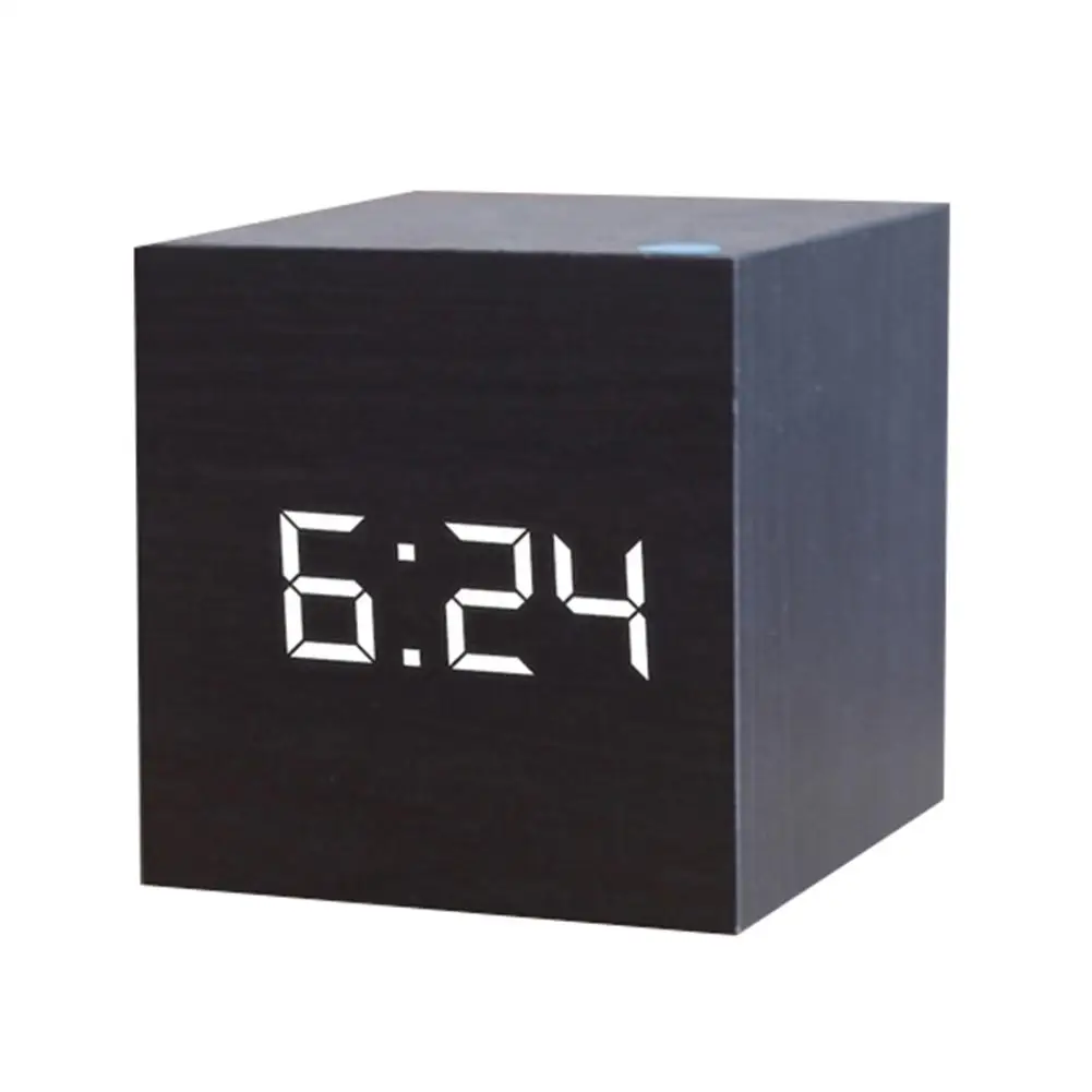 LED Wooden Alarm Clock Watch Table Voice Control Electronic Desktop USB/AAA Powered Clocks Table Decoration Desk Tools
