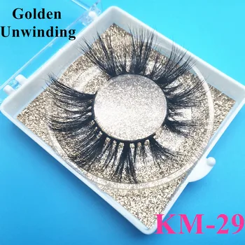 

Golden Unwinding KM-29 wholesale 3d long lashes 25mm mink eyelashes dramatic mink false eyelashes lash boxes packaging vendor
