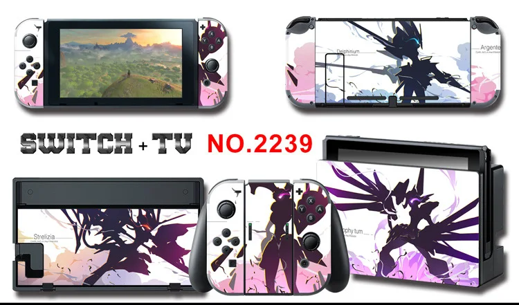 1set New Cute Anime Full Body Sticker for NS Switch Protective Cover Skin Colorful Art for Game Console Joy-Con Controller Decor