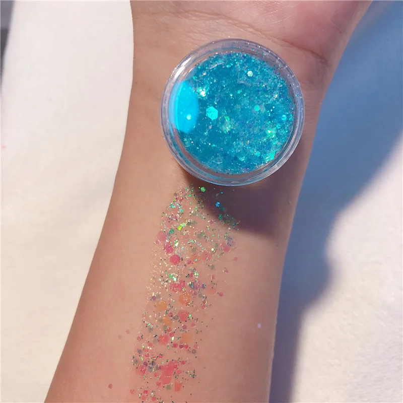 1pcs 24colors Pigment Eye Shadow Shimmer Sparkling Diamond Holographic Chunky Glitter Gel Sequins Mermaid Sequins Powder 5665