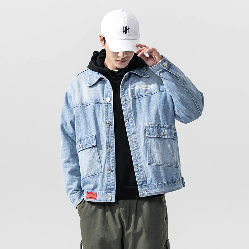 

Autumn Spring 2020 Plus size 5XL 4XL-L MAX Denim Jeans Jacket Men Stand Collar Casual Fashion Clothes
