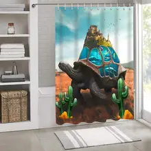 

Animal Shower Curtain Underwater World Giant Turtle Carrying Magic Castle Cartoon Bath Curtains Bathroom Decor Waterproof Screen