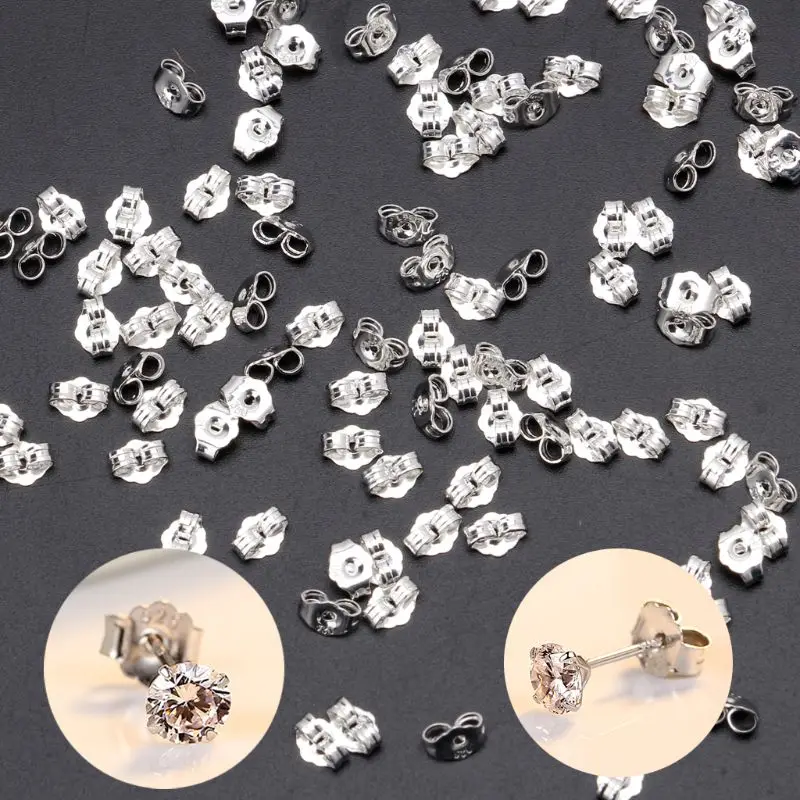 

50Pcs S925 Silver Plated Clutches Earrings Back Secure Jewelry Finding