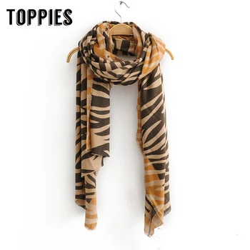 

Animal Grain Printing Shawl Scarf Woman Imitation Cashmere Long Scarf Autumn Winter Striped Shawl