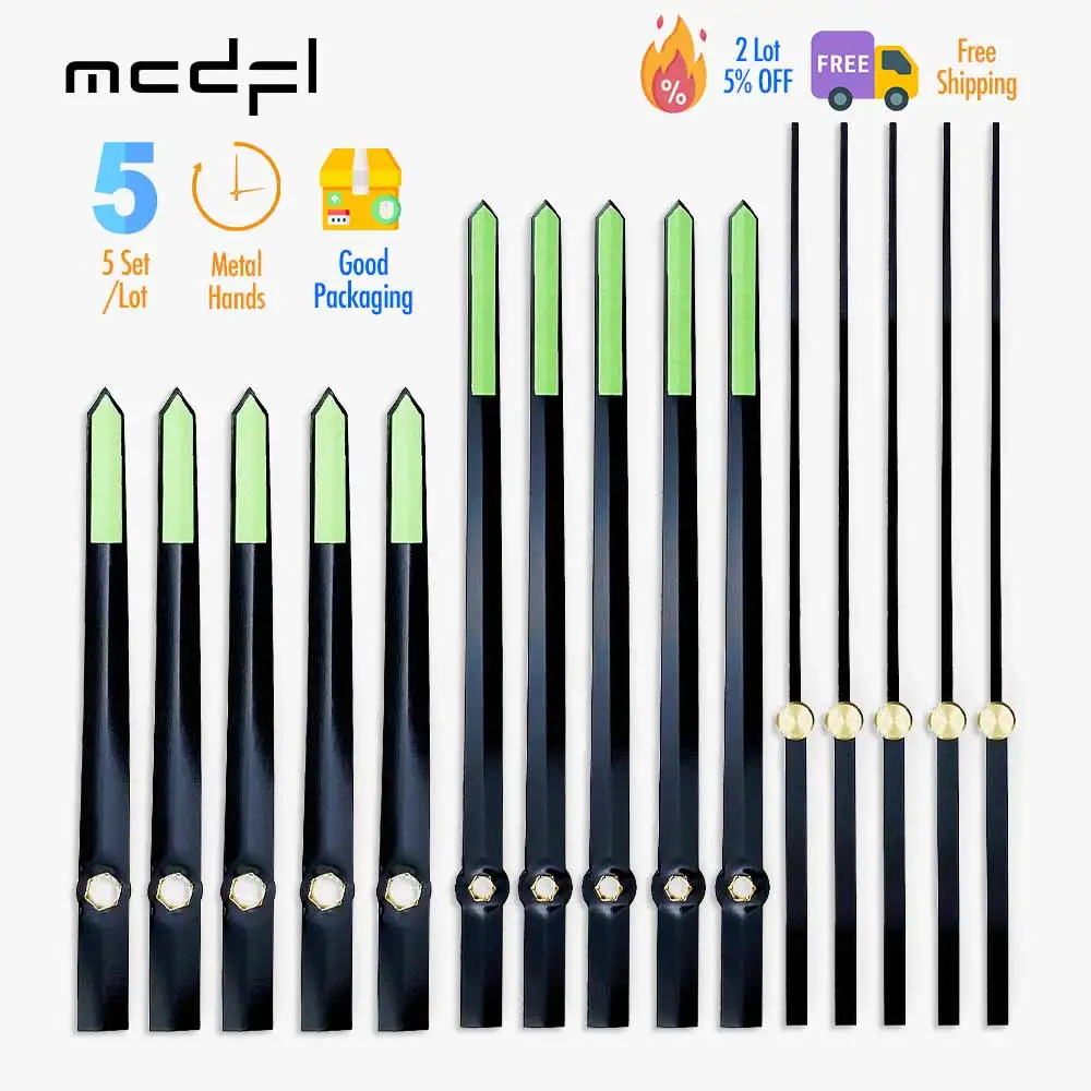 MCDFL Wall Clock Mechanism Movement Long Clock Hands for Watches Quartz Clockwork Clock Repair Parts Replacement Kit 5 Set/Lot