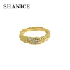 SHANICE S925 sterling silver open ring ins niche design tin foil texture micro-inlaid zircon Accessories Finger Jewelry Gifts 1