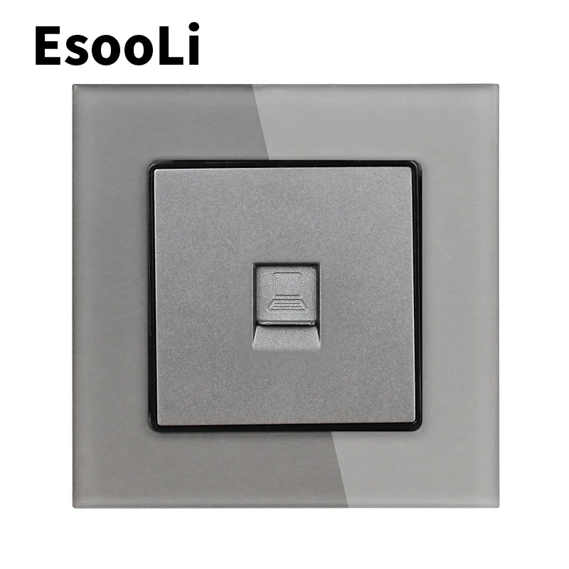 Розетка стеновая EsooLi RJ45 с прозрачной стеклянной панелью соединитель для