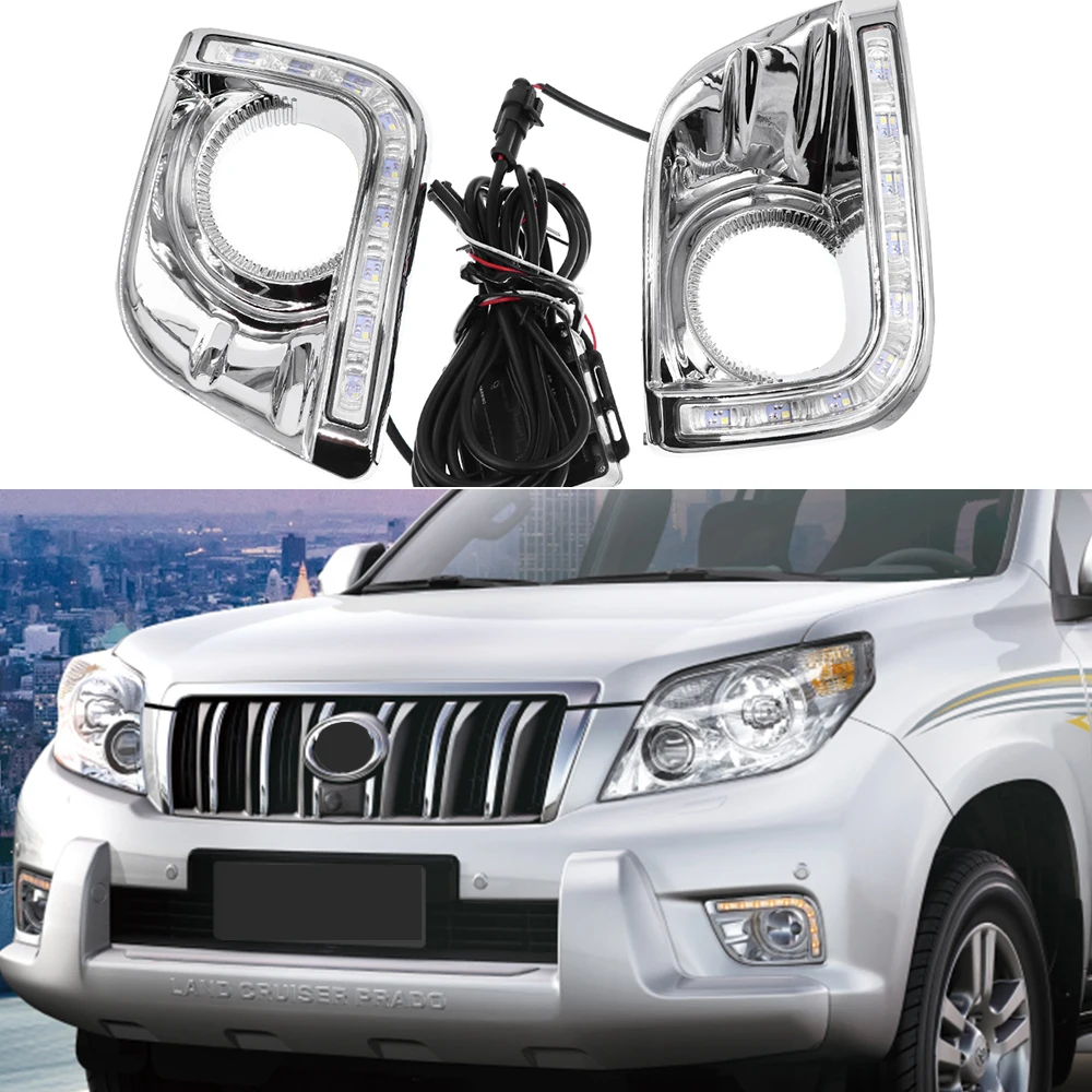 1 комплект для Toyota Prado FJ150 LC150 Land Cruiser 2700 2010 2011 2013 Автомобильный светодиодный DRL дневные ходовые огни противотуманные фары