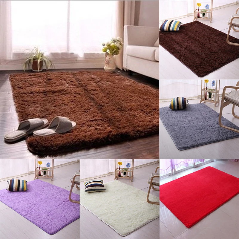 Anti-Skid Shaggy Fluffy Rug Polyester Fibre Plush Carpet Blanket Slipmats Door Mats Wedding Room Coffee Slip Home&Amp; Living