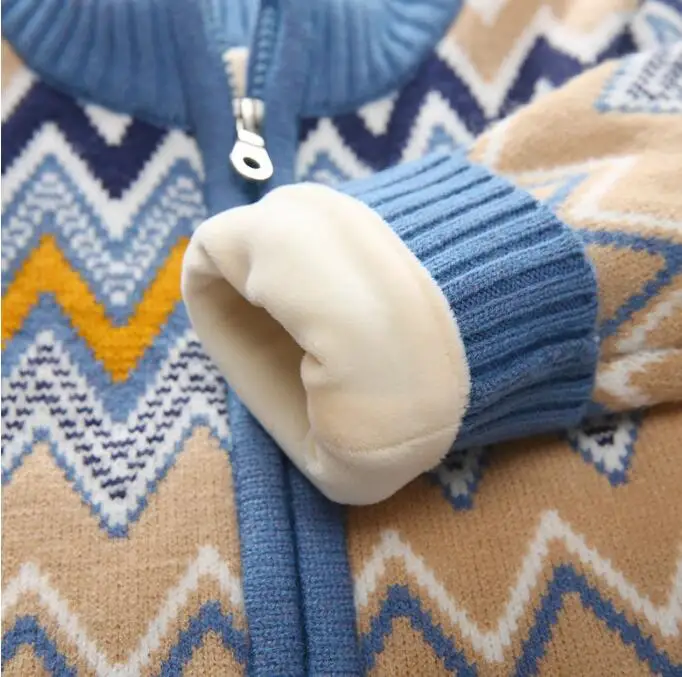 Brand Children Sweater Winter Spring Kids Knitted Sweaters For Boys Cardigan Thick Baby Jacket Velvet Lined Gray And Blue Coat toddler sweatshirt,winter sweater,kids sweatershirts