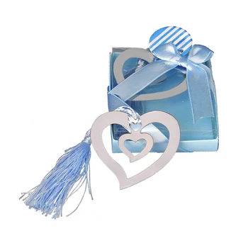 

Wedding Favors Hollow Hearts Bookmark Party Favors Stainless Steel w/Tassels