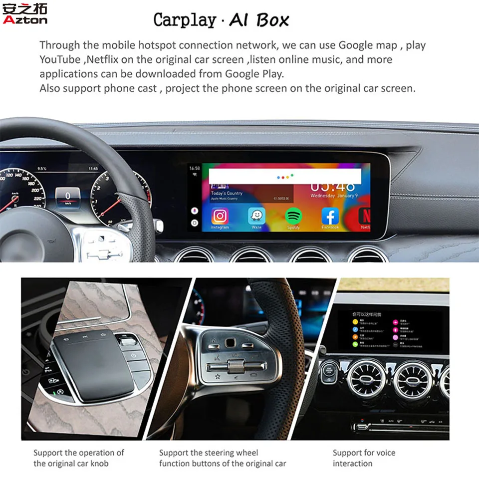 New Upgrade 2+32G  Carplay Box Universal Car Android System Car-Play USB AI Box
