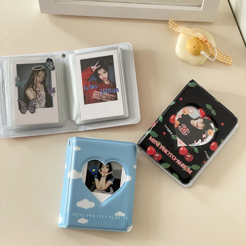 Sharkbang Cherry/Clouds Mini Photo Album + 20pcs Double Side Sleeves Storage Card Postcards Photos Collect Book Organizer