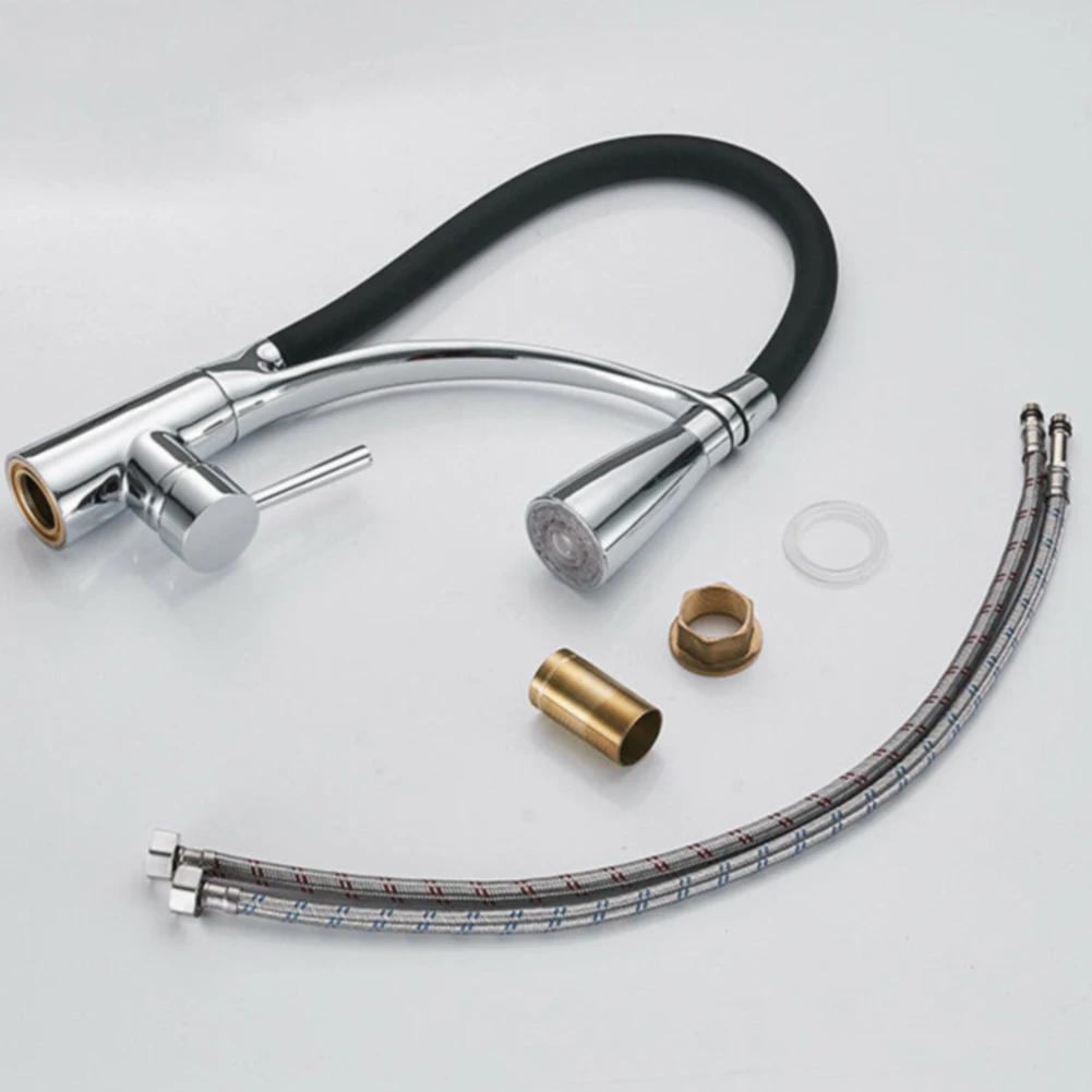 Faucet Kitchen Sink Professional Home Pull-out Easy Install Plated Durable Spray Led High-Arch Spout Cold-Hot Water Switch